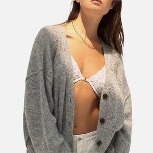 Gray oversized Free People Cardigan sweater